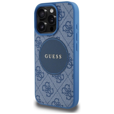 iPhone 16 Pro – Guess 4G Circle Classic Logo MagSafe dėklas - Mėlynas 1