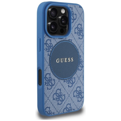 iPhone 16 Pro – Guess 4G Circle Classic Logo MagSafe dėklas - Mėlynas 3