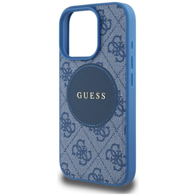 iPhone 16 Pro – Guess 4G Circle Classic Logo MagSafe dėklas - Mėlynas 5
