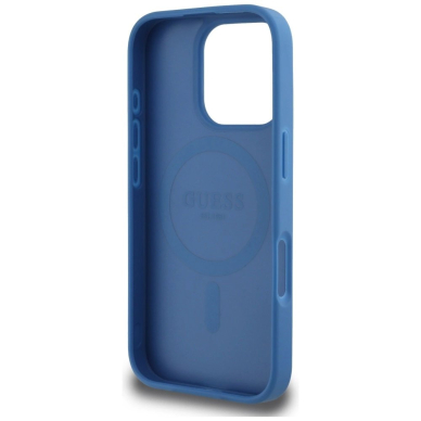 iPhone 16 Pro – Guess 4G Circle Classic Logo MagSafe dėklas - Mėlynas 6