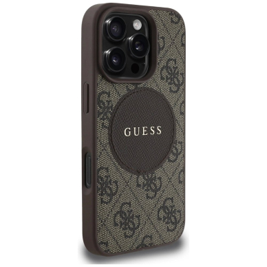 iPhone 16 Pro – Guess 4G Circle Classic Logo MagSafe dėklas - Rudas 3