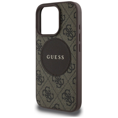 iPhone 16 Pro – Guess 4G Circle Classic Logo MagSafe dėklas - Rudas 5
