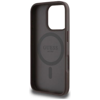 iPhone 16 Pro Max – Guess 4G Circle Classic Logo MagSafe dėklas - Rudas 6