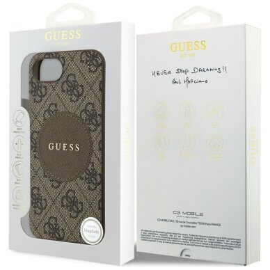 iPhone 16e Guess 4G Circle Classic Logo MagSafe dėklas – rudas 7