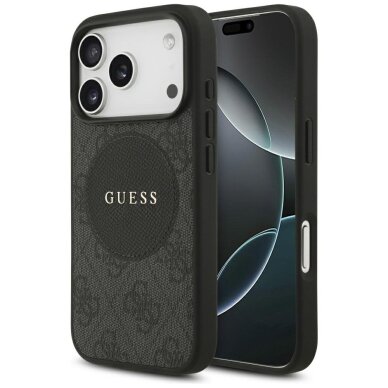 iPhone 17 Pro dėklas Guess 4G Circle Classic Logo MagSafe – rožinis