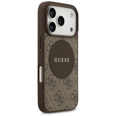 iPhone 17 Pro dėklas Guess 4G Circle Classic Logo, MagSafe – rudas 3