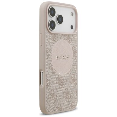 iPhone 17 Pro Max Guess 4G Circle Classic Logo MagSafe dėklas – rožinis 3