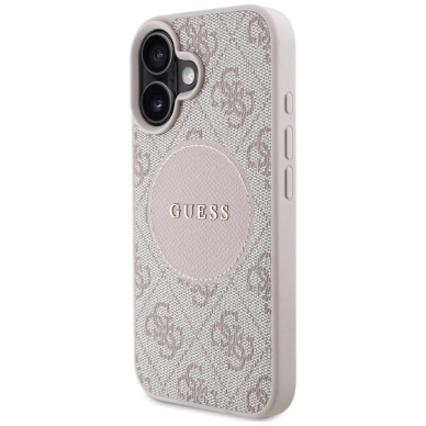 iPhone 16 – Guess 4G Circle Classic Logo MagSafe dėklas - Rožinis 1