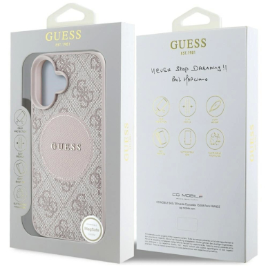 iPhone 16 – Guess 4G Circle Classic Logo MagSafe dėklas - Rožinis 7