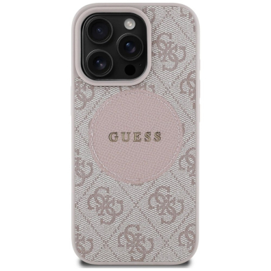 iPhone 16 Pro – Guess 4G Circle Classic Logo MagSafe dėklas - Rožinis 2