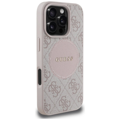 iPhone 16 Pro – Guess 4G Circle Classic Logo MagSafe dėklas - Rožinis 3
