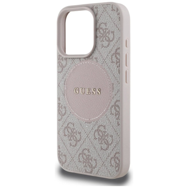iPhone 16 Pro – Guess 4G Circle Classic Logo MagSafe dėklas - Rožinis 5