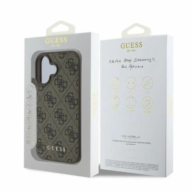 Guess 4G Classic iPhone 16 Dėklas - rudas 4 Guess 4G Classic iPhone 16 Dėklas - rudas 4