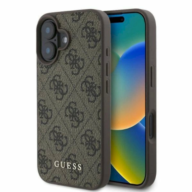 Guess 4G Classic iPhone 16 Dėklas - rudas Guess 4G Classic iPhone 16 Dėklas - rudas