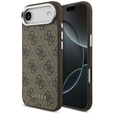 iPhone Air dėklas Guess 4G Classic Logo, MagSafe – rudas
