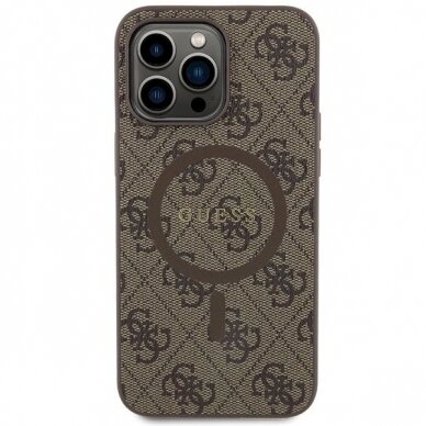 Originalus Guess dėklas 4G Collection Leather Metal Logo MagSafeiPhone 13 Pro / iPhone 13 - Rudas 2 Originalus Guess dėklas 4G Collection Leather Metal Logo MagSafeiPhone 13 Pro / iPhone 13 - Rudas 2