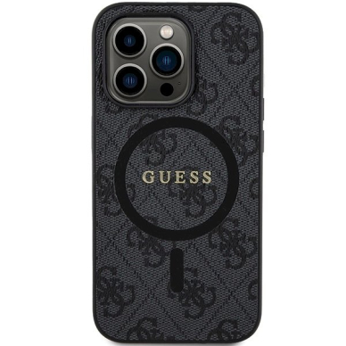 Originalus Guess dėklas 4G Collection Leather Metal Logo MagSafeiPhone 14 Pro - Juodas 2