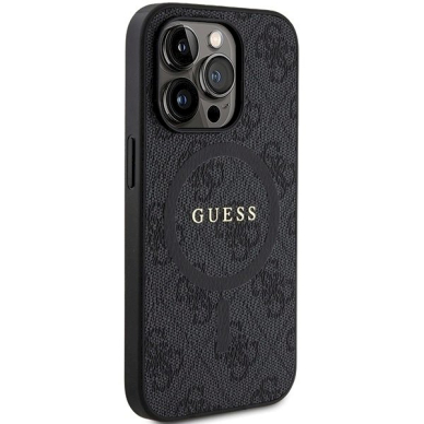 Originalus Guess dėklas 4G Collection Leather Metal Logo MagSafeiPhone 14 Pro - Juodas 3