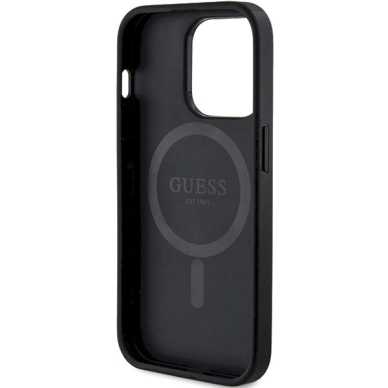 Originalus Guess dėklas 4G Collection Leather Metal Logo MagSafeiPhone 14 Pro - Juodas 6