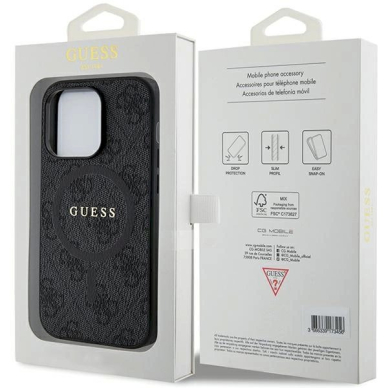 Originalus Guess dėklas 4G Collection Leather Metal Logo MagSafeiPhone 14 Pro - Juodas 7
