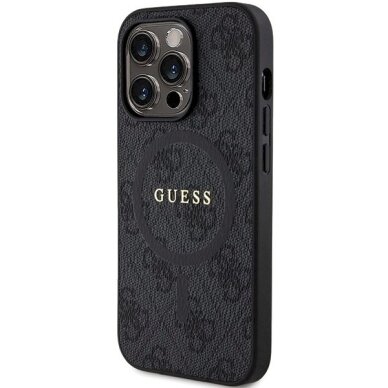 iPhone 14 Pro Max dėklas Guess 4G Collection Leather Metal Logo su MagSafe – juodas 1