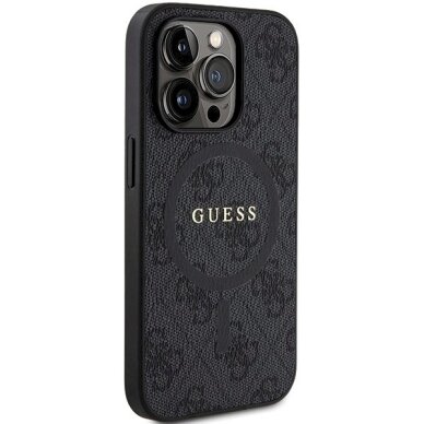 iPhone 14 Pro Max dėklas Guess 4G Collection Leather Metal Logo su MagSafe – juodas 3