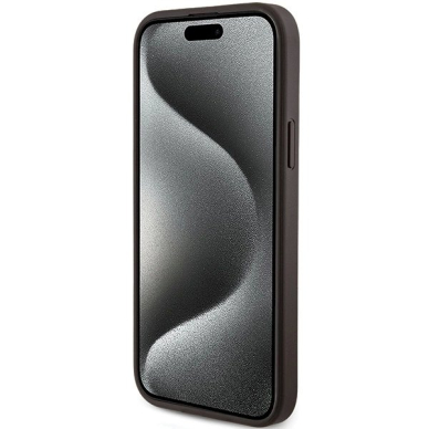 Guess 4G Collection Leather Metal Logo MagSafe Dėklas iPhone 14/15/13 - Rudas 4