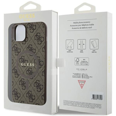 Guess 4G Collection Leather Metal Logo MagSafe Dėklas iPhone 14/15/13 - Rudas 7 Guess 4G Collection Leather Metal Logo MagSafe Dėklas iPhone 14/15/13 - Rudas 7