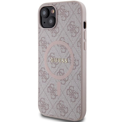 Guess 4G Collection Leather Metal Logo MagSafe Dėklas iPhone 14/15/13 - Rožinis 1 Guess 4G Collection Leather Metal Logo MagSafe Dėklas iPhone 14/15/13 - Rožinis 1