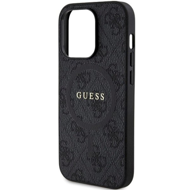 Originalus Guess dėklas 4G Collection Leather Metal Logo MagSafeiPhone 15 Pro - Juodas 5