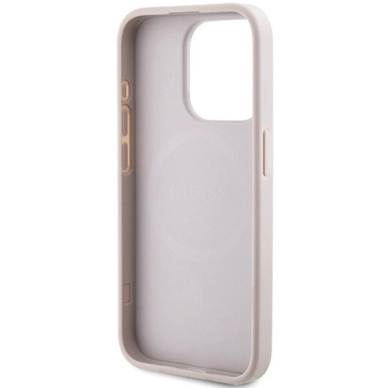 Originalus Guess dėklas 4G Collection Leather Metal Logo MagSafeiPhone 15 Pro - Rožinis 6