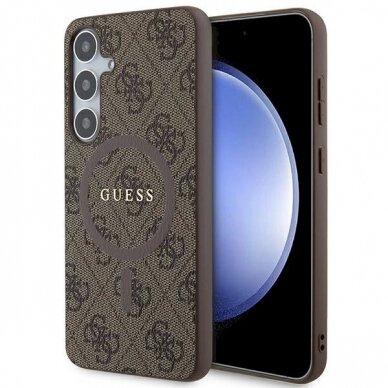 Originalus Guess dėklas 4G Collection Leather Metal Logo MagSafeSamsung Galaxy S24+ - Rudas Originalus Guess dėklas 4G Collection Leather Metal Logo MagSafeSamsung Galaxy S24+ - Rudas