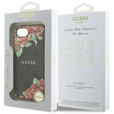 iPhone 16e – Guess 4G Flowers Print MagSafe dėklas - Juodas 7