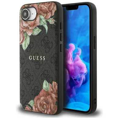 iPhone 16e – Guess 4G Flowers Print MagSafe dėklas - Juodas iPhone 16e – Guess 4G Flowers Print MagSafe dėklas - Juodas