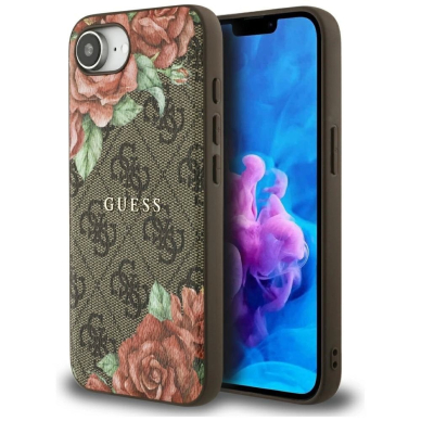 iPhone 16e – Guess 4G Flowers Print MagSafe dėklas - Rudas