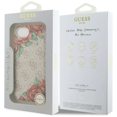iPhone 16e – Guess 4G Flowers Print MagSafe dėklas - Rožinis 7