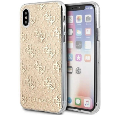Guess 4G Glitter iPhone X/Xs Dėklas - Auksinis Guess 4G Glitter iPhone X/Xs Dėklas - Auksinis