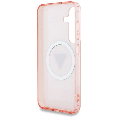 Guess 4G Glitter Triangle Buttons MagSafe Dėklas Samsung Galaxy S25 Rožinis 6 Guess 4G Glitter Triangle Buttons MagSafe Dėklas Samsung Galaxy S25 Rožinis 6