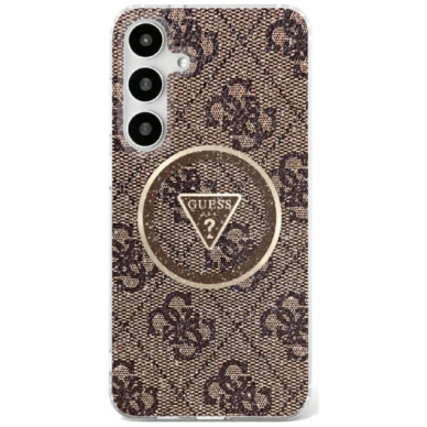 Guess 4G Glitter Triangle Buttons MagSafe Dėklas Samsung Galaxy S25 Ultra Rudas Guess 4G Glitter Triangle Buttons MagSafe Dėklas Samsung Galaxy S25 Ultra Rudas