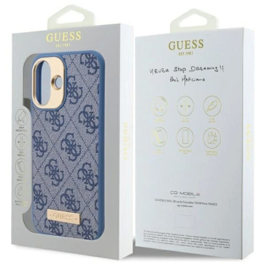 iPhone 16 Plus – Guess 4G Logo Plate MagSafe dėklas - Mėlynas 7