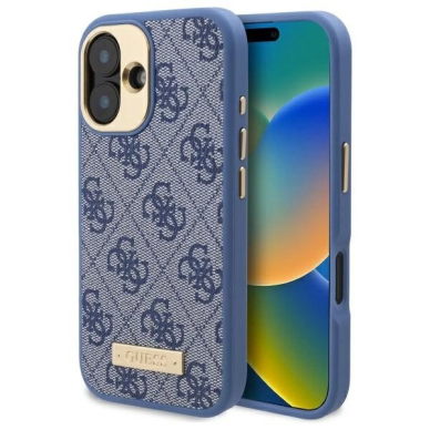 iPhone 16 Plus – Guess 4G Logo Plate MagSafe dėklas - Mėlynas iPhone 16 Plus – Guess 4G Logo Plate MagSafe dėklas - Mėlynas