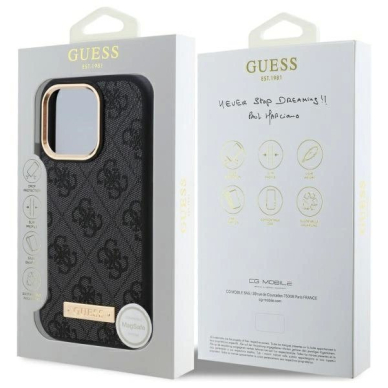 iPhone 16 Pro – Guess 4G Logo Plate MagSafe dėklas - Juodas 7