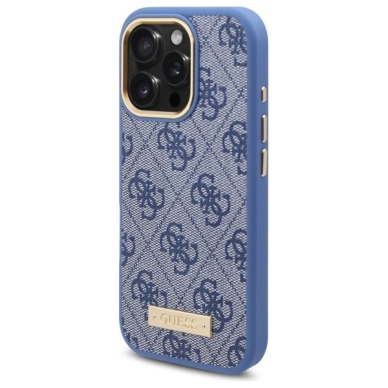 iPhone 16 Pro – Guess 4G Logo Plate MagSafe dėklas - Mėlynas 1