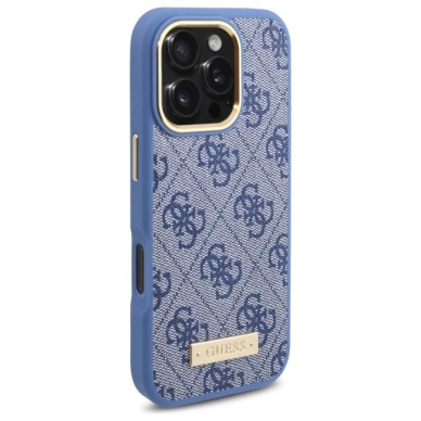 iPhone 16 Pro – Guess 4G Logo Plate MagSafe dėklas - Mėlynas 3