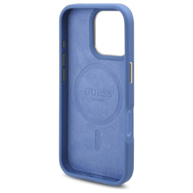 iPhone 16 Pro – Guess 4G Logo Plate MagSafe dėklas - Mėlynas 6