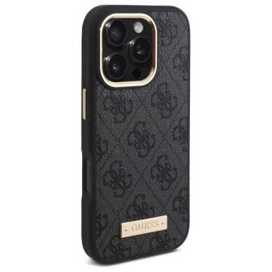 iPhone 16 Pro Max Guess 4G Logo Plate MagSafe dėklas – juodas 3