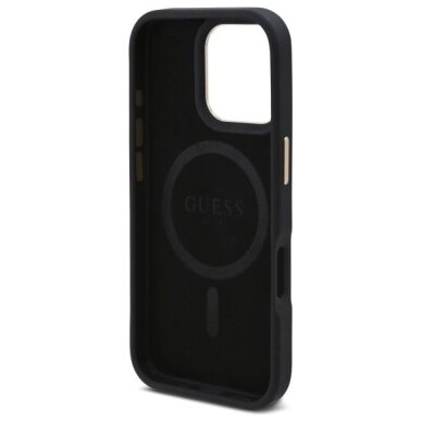 iPhone 16 Pro Max Guess 4G Logo Plate MagSafe dėklas – juodas 6