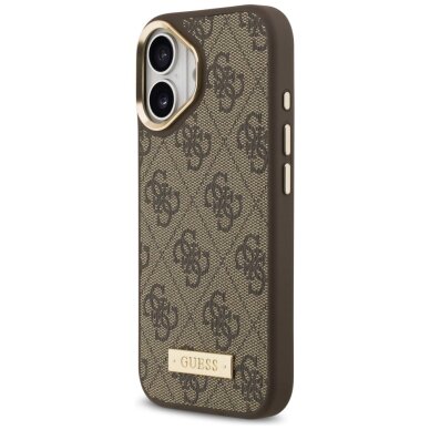 iPhone 17 Guess 4G Logo Plate MagSafe dėklas – rudas 1 iPhone 17 Guess 4G Logo Plate MagSafe dėklas – rudas 1