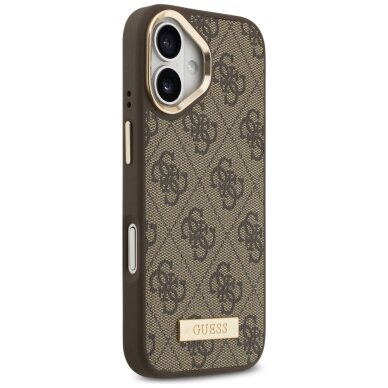 iPhone 17 Guess 4G Logo Plate MagSafe dėklas – rudas 3