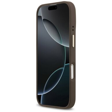 iPhone 17 Guess 4G Logo Plate MagSafe dėklas – rudas 4